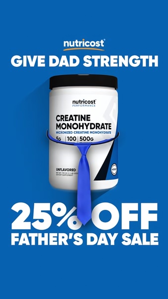 creatine supplement, creatine monohydrate, workout supplement, fitness supplement, protein powder, sports nutrition, pre workout, sale promotion, minimalist, bold, trustworthy, blue
